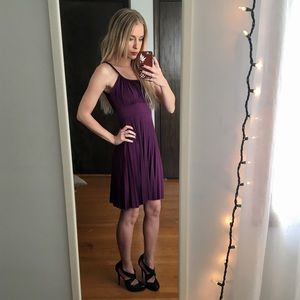 Flowy Purple Pleated Dress